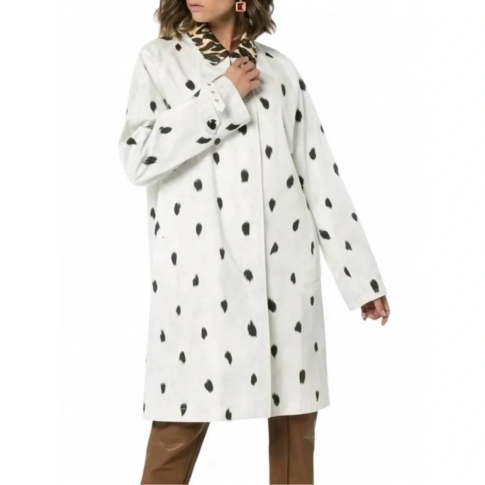 Burberry ANIMAL-PRINT COTTON-TWILL TRENCH COAT IN WHITE,BLACK,BROWN Size - Picture 2 of 16